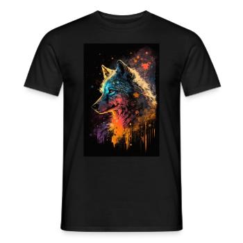 Wolf Galaxy Space Space Stars Cool Mystical - Men's T-Shirt - black - Front - AI Model Male 178 light (178cm)