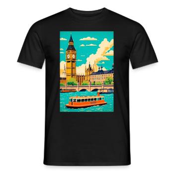 Affiche vintage de Londres - T-shirt homme - noir - Devant - AI Model Male 178 light (178cm)