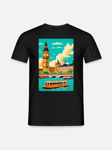 Affiche vintage de Londres - T-shirt homme - noir