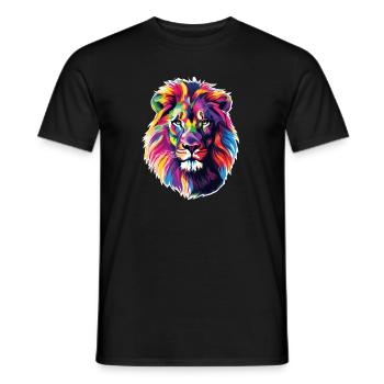 Vecteur de portrait de tête de lion - T-shirt homme - noir - Devant - AI Model Male 178 light (178cm)
