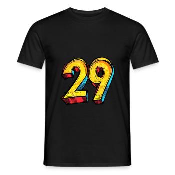 29 Zahl Comic - Männer T-Shirt - Schwarz - Vorne - AI Model Male 178 light (178cm)