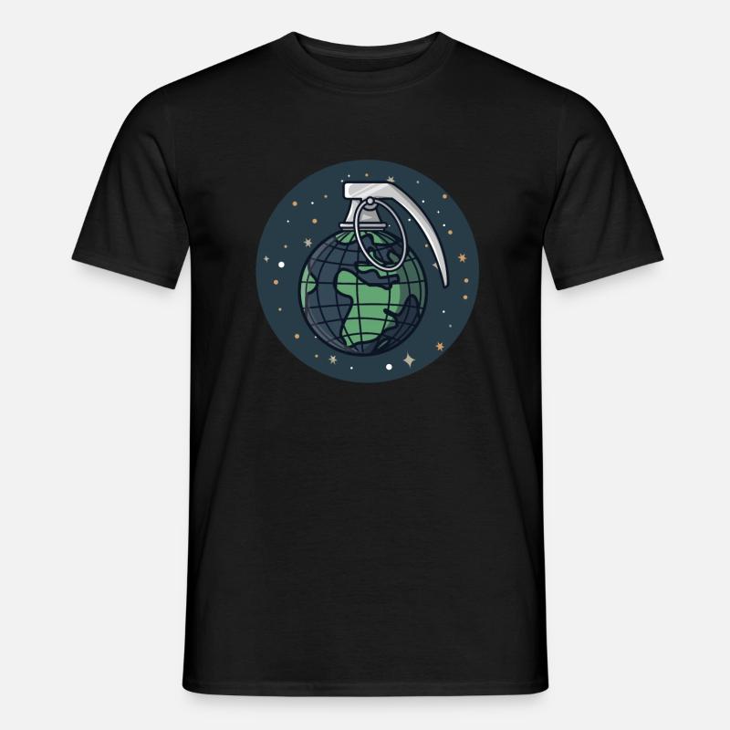 Globus Weltkugel als Granate - Männer T-Shirt - Schwarz