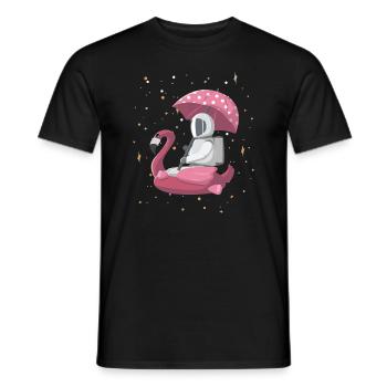 Astronaut auf Flamingo mit Sonnenschirm - Männer T-Shirt - Schwarz - Vorne - AI Model Male 178 light (178cm)