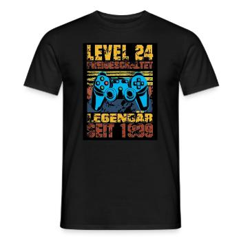 LEVEL 24;24. Geburtstag, Legendär seit 2999 - Männer T-Shirt - Schwarz - Vorne - AI Model Male 178 light (178cm)