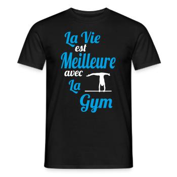 La vie est meilleure avec la Gym - Idée Cadeau - T-shirt homme - noir - Devant - AI Model Male 178 light (178cm)