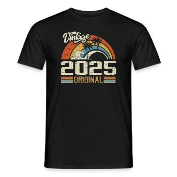 Vintage 2025 Vintage Rétro Cadeau Anniversaire - T-shirt homme - noir - Devant - AI Model Male 178 light (178cm)