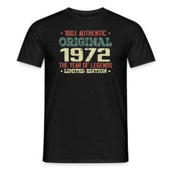 Legend since 1972 Born in 1972 - 52nd birthday - Men's T-Shirt - black - Front - AI Model Male 178 light (178cm)