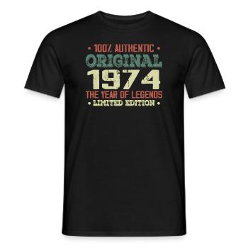 Légende Depuis 1974 Né en 1974 - 50e Anniversaire - T-shirt homme - noir - Devant - AI Model Male 178 light (178cm)