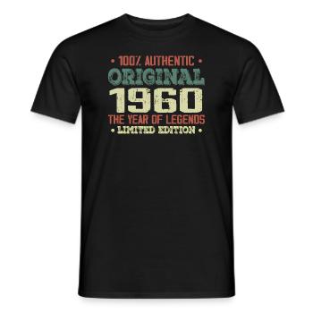 Légende Depuis 1960 Né en 1960 - 64e Anniversaire - T-shirt homme - noir - Devant - AI Model Male 178 light (178cm)