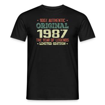 Légende Depuis 1987 Né en 1987 - 37e Anniversaire - T-shirt homme - noir - Devant - AI Model Male 178 light (178cm)