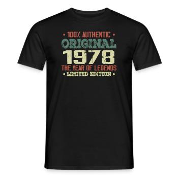 Légende Depuis 1978 Né en 1978 - 46e Anniversaire - T-shirt homme - noir - Devant - AI Model Male 178 light (178cm)
