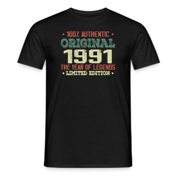 Légende Depuis 1991 Né en 1991 - 33e Anniversaire - T-shirt homme - noir - Devant - AI Model Male 178 light (178cm)