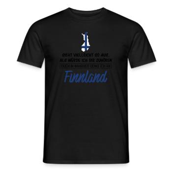 In Wahrheit denke ich an Finnland - Männer T-Shirt - Schwarz - Vorne - AI Model Male 178 light (178cm)