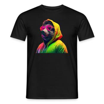 Wild boar with sunglasses Colorful Cool forest animals - Men's T-Shirt - black - Front - AI Model Male 178 light (178cm)