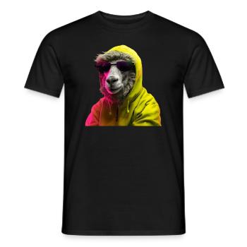 Schaf mit Sonnenbrille Bunt Coole Schaf Waldtier - Männer T-Shirt - Schwarz - Vorne - AI Model Male 178 light (178cm)