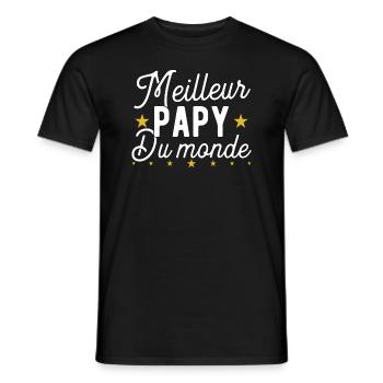 Meilleur papy du monde cadeau humour - T-shirt homme - noir - Devant - AI Model Male 178 light (178cm)