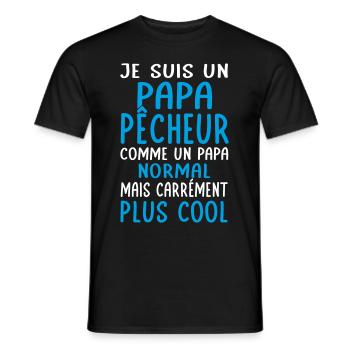 Papa pêcheur comme papa normal plus cool - T-shirt homme - noir - Devant - AI Model Male 178 light (178cm)