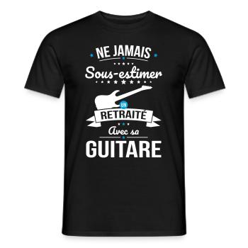 Sous-estimer un retraité avec sa guitare - T-shirt homme - noir - Devant - AI Model Male 178 light (178cm)