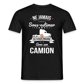 Sous-estimer un sexagénaire avec son camion - T-shirt homme - noir - Devant - AI Model Male 178 light (178cm)