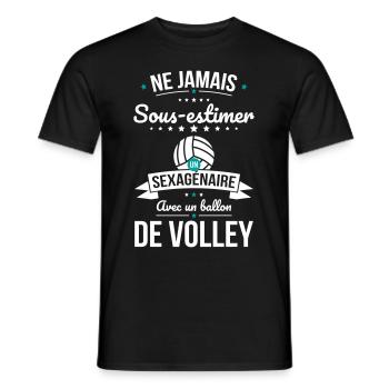 Sous-estimer un sexagénaire avec ballon de volley - T-shirt homme - noir - Devant - AI Model Male 178 light (178cm)