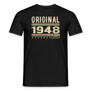 Original 1948 - Cadeau D’anniversaire Rétro 1948 - T-shirt homme - noir - Devant - AI Model Male 178 light (178cm)