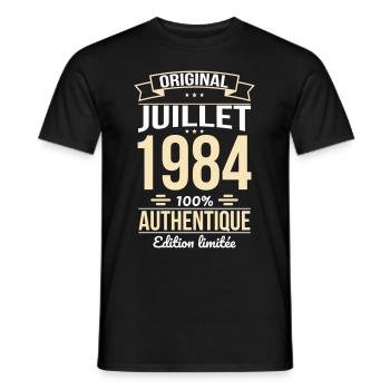 40-jähriges Jubiläum - Original - Juli 1984 - Männer T-Shirt - Schwarz - Vorne - AI Model Male 178 light (178cm)