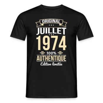 50th Anniversary - Original - July 1974 - Men's T-Shirt - black - Front - AI Model Male 178 light (178cm)