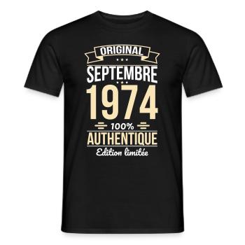 50. Jahrestag - Original - September 1974 - Männer T-Shirt - Schwarz - Vorne - AI Model Male 178 light (178cm)