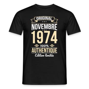 50. Jahrestag - Original - November 1974 - Männer T-Shirt - Schwarz - Vorne - AI Model Male 178 light (178cm)
