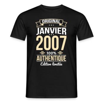 18th Birthday - Original - January 2007 - Men's T-Shirt - black - Front - AI Model Male 178 light (178cm)