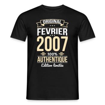 18th Birthday - Original - February 2007 - Men's T-Shirt - black - Front - AI Model Male 178 light (178cm)