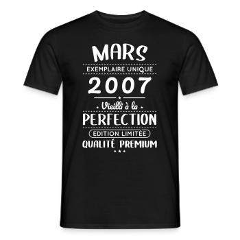 18th Birthday - March 2007 Perfection - Men's T-Shirt - black - Front - AI Model Male 178 light (178cm)