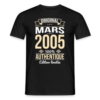 20th Anniversary - Original - March 2005 - Men's T-Shirt - black - Front - AI Model Male 178 light (178cm)