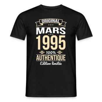 30th Anniversary - Original - March 1995 - Men's T-Shirt - black - Front - AI Model Male 178 light (178cm)