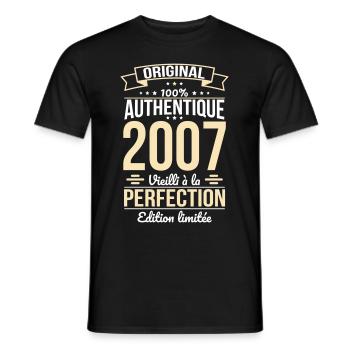 18th Birthday - Original - 2007 - Men's T-Shirt - black - Front - AI Model Male 178 light (178cm)