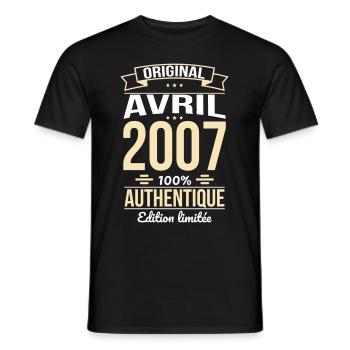 18th Birthday - Original - April 2007 - Men's T-Shirt - black - Front - AI Model Male 178 light (178cm)