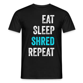 EAT SLEEP SHRED Snowboard Shirt Gift - Men's T-Shirt - black - Front - AI Model Male 178 light (178cm)
