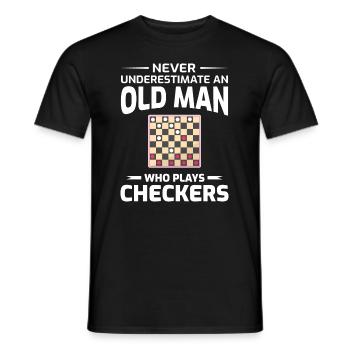 Checkers Draughts Strategy Board Games Grandpa Dad - Men's T-Shirt - black - Front - AI Model Male 178 light (178cm)
