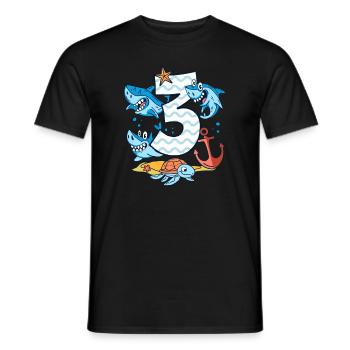 3. Geburtstag Haie Hai Haifisch Junge 3 Jahre alt - Männer T-Shirt - Schwarz - Vorne - AI Model Male 178 light (178cm)