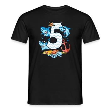 5. Geburtstag Haie Hai Haifisch Junge 5 Jahre alt - Männer T-Shirt - Schwarz - Vorne - AI Model Male 178 light (178cm)
