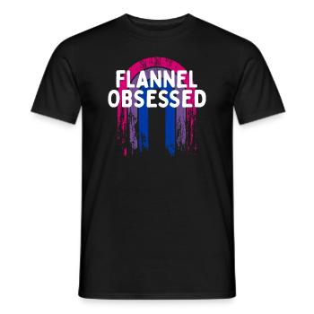 Flannel Obsessed Bisexual LGBTQ Bi Pride Outfit - Men's T-Shirt - black - Front - AI Model Male 178 light (178cm)