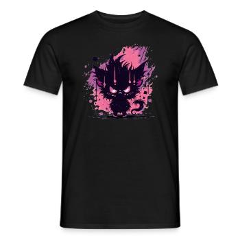 Niedliche Dämonenkatze - Ästhetische Anime Katze - Männer T-Shirt - Schwarz - Vorne - AI Model Male 178 light (178cm)