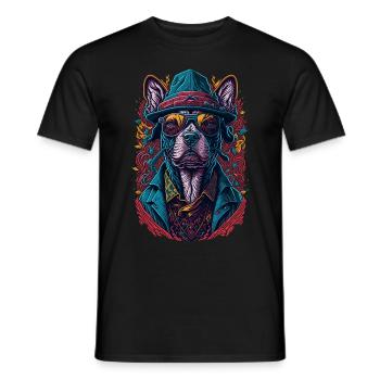 Gangster Dog with Sunglasses Illustration - T-shirt homme - noir - Devant - AI Model Male 178 light (178cm)