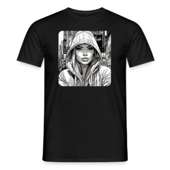 Cooles Girl Graffiti Hip Hop Rap Skater Musik - Männer T-Shirt - Schwarz - Vorne - AI Model Male 178 light (178cm)