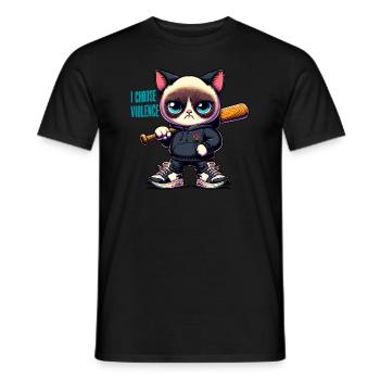 I Choose Violence Cat I Cat Lover I Anti Social - Men's T-Shirt - black - Front - AI Model Male 178 light (178cm)