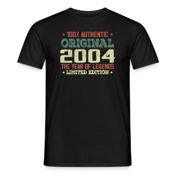 Légende Depuis 2004 Né en 2004 - 20e Anniversaire - T-shirt homme - noir - Devant - AI Model Male 178 light (178cm)