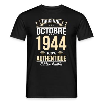 80th Anniversary - Original - October 1944 - Men's T-Shirt - black - Front - AI Model Male 178 light (178cm)