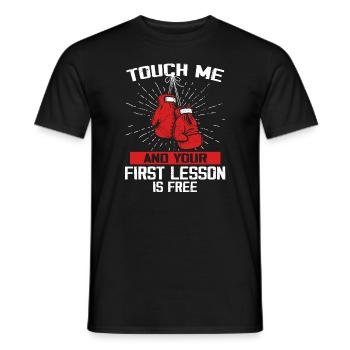Touch Me et votre première leçon de boxe est gratuite - T-shirt homme - noir - Devant - AI Model Male 178 light (178cm)
