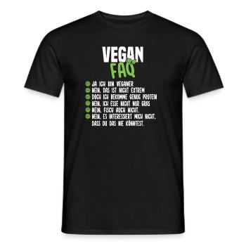 Vegan FAQ - Lustiger Veganer Spruch - Männer T-Shirt - Schwarz - Vorne - AI Model Male 178 light (178cm)