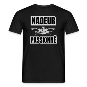 nageur passionné - T-shirt homme - noir - Devant - AI Model Male 178 light (178cm)